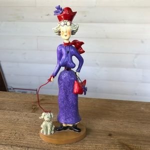 Sandy Gervais Red Hat Society Figurine with dog